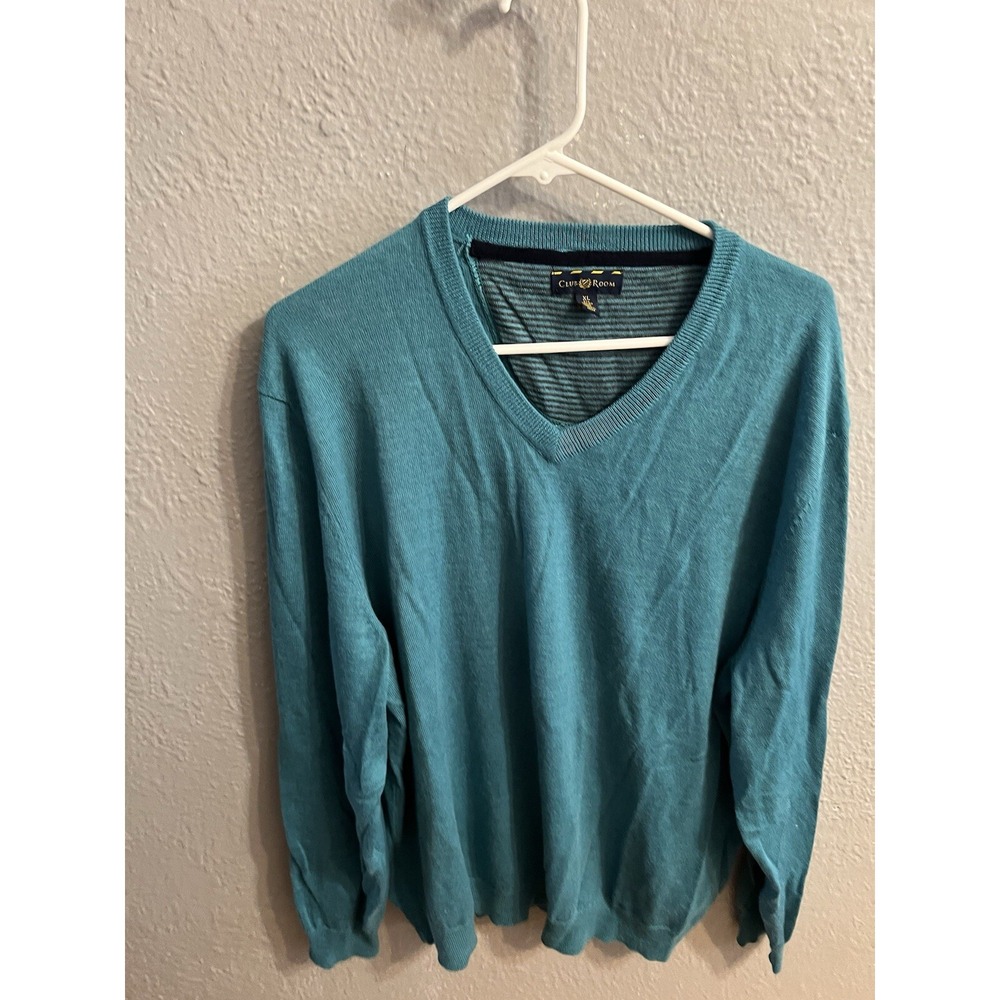 Mens Club Room Sweater Blue‎ 100% Wool  Size XL